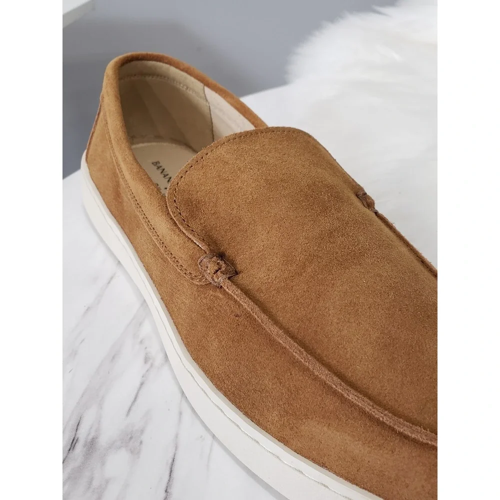 NEW NO BOX SIZE 9.5 Banana Republic Suede Boat Shoe Cognac Slip on loafers brown